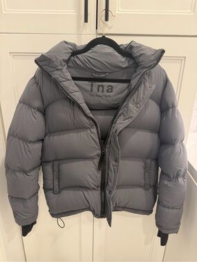 TNA Super Puff Puffer Jacket in Blue-grey / slate grey